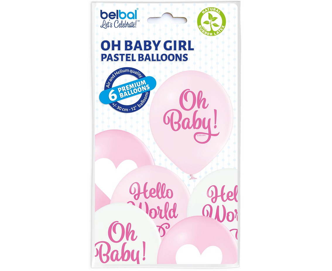 Balloons Belbal 12", D11, oh baby girl, 6pcs