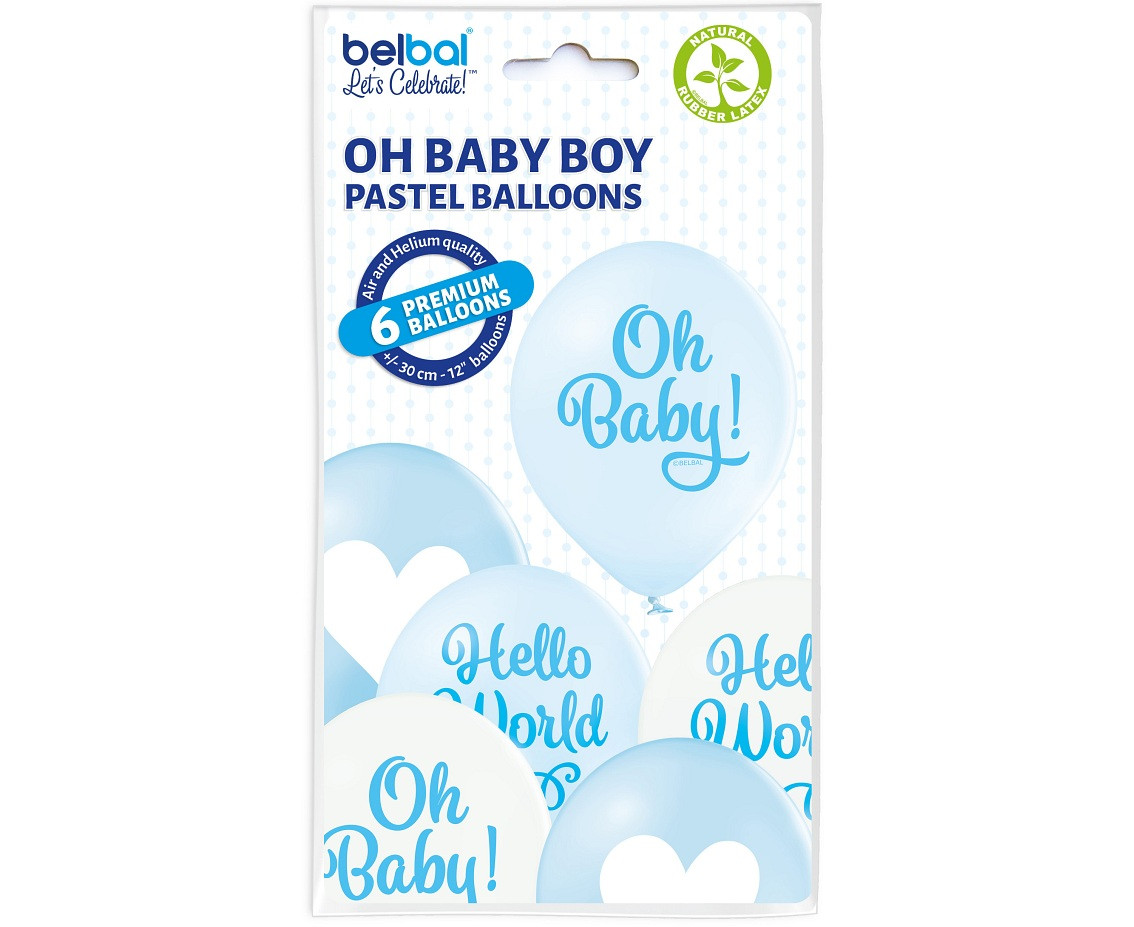 Balloons Belbal 12", D11, oh baby boy, 6pcs
