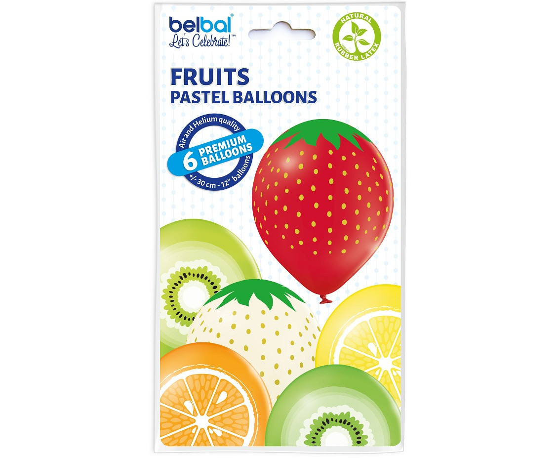 Balloons Belbal 12", D11, fruits, 6pcs