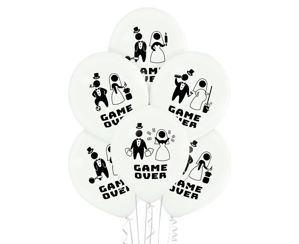 Balloons Belbal 12", D11, Game Over white, 6pcs