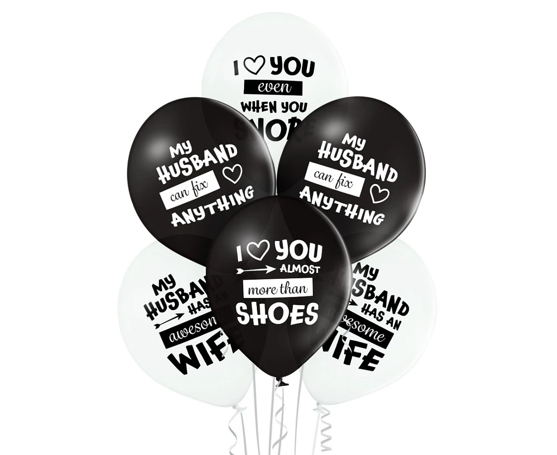 Balloons Belbal 12", D11, Best Husband Ever white and black, 6pcs