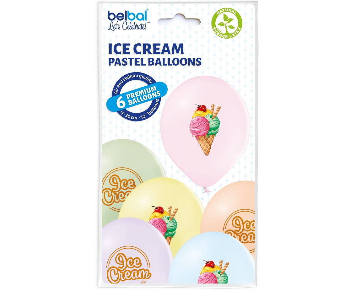 Balloons Belbal 12", D11, ice cream, 6pcs