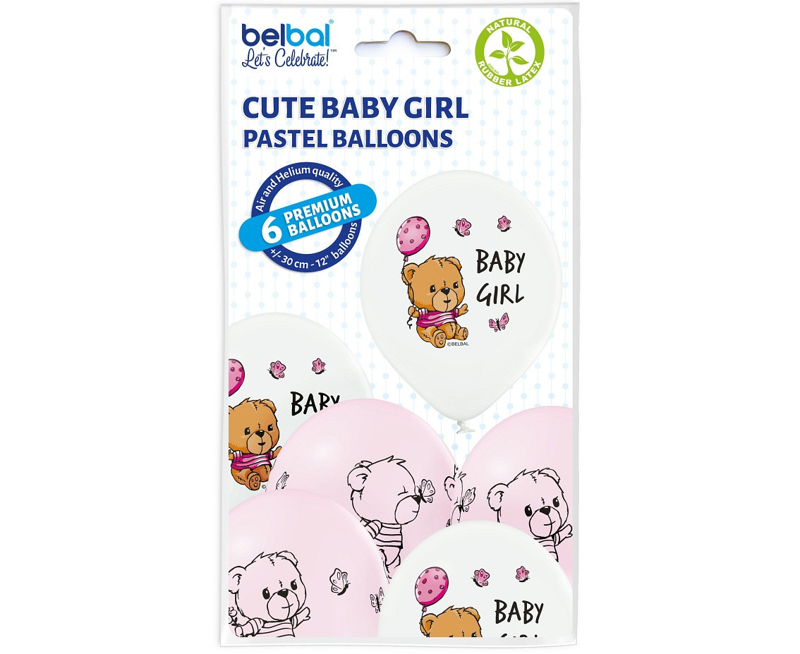 Balloons Belbal 12", D11, cute baby girl, 6pcs