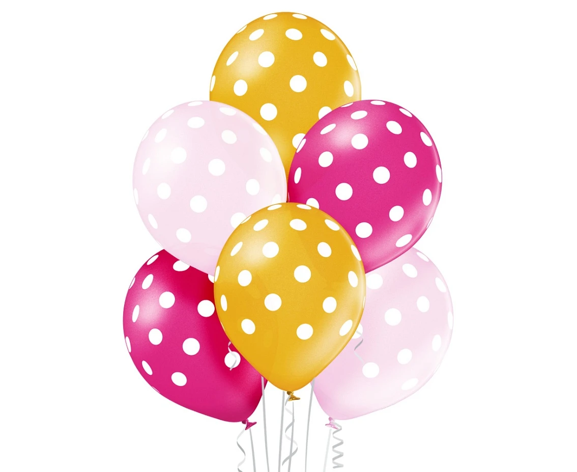 Balloons Belbal 12", D11, polka dots girl, 6pcs