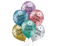 Balloons Belbal 12", D11, Happy Birthday mix, 6pcs