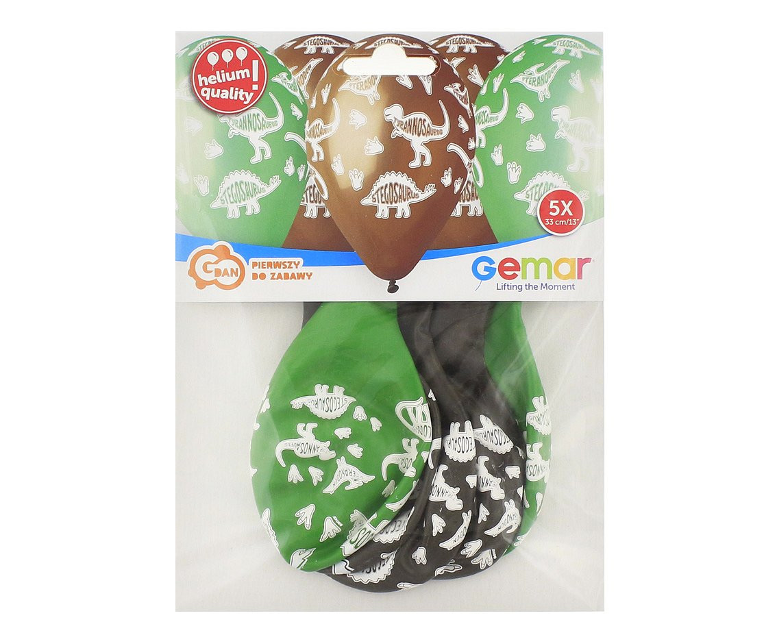 Balloons Gemar 13", pastel premium helium dinosaur stegosaurus, 5pcs EOL