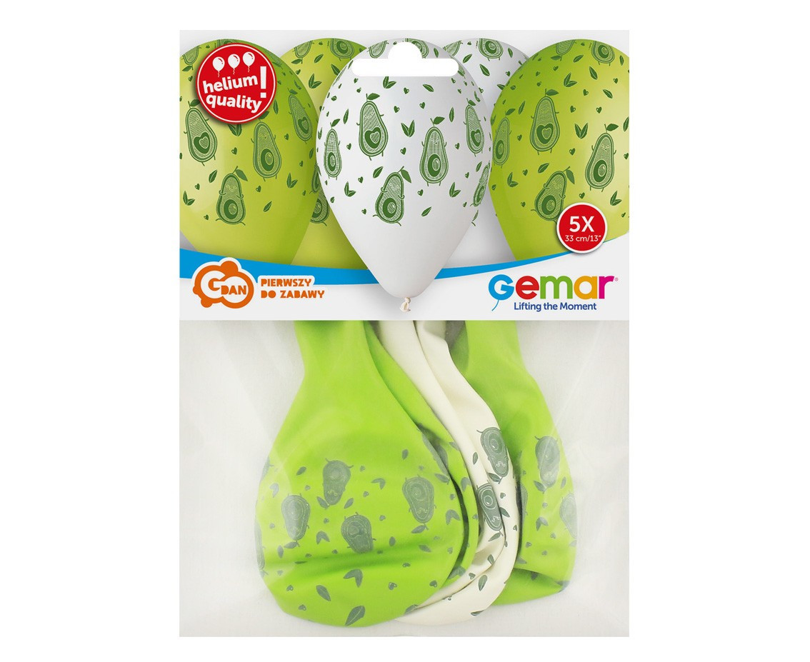 Balloons Gemar 13", pastel premium helium avocado, 5pcs EOL
