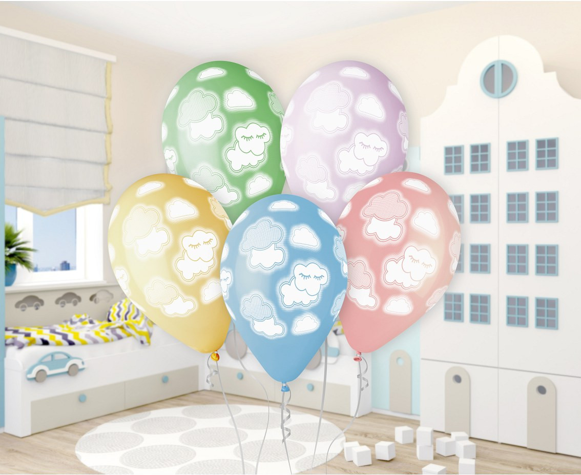 Balloons Gemar 13", pastel premium helium clouds, 5pcs EOL