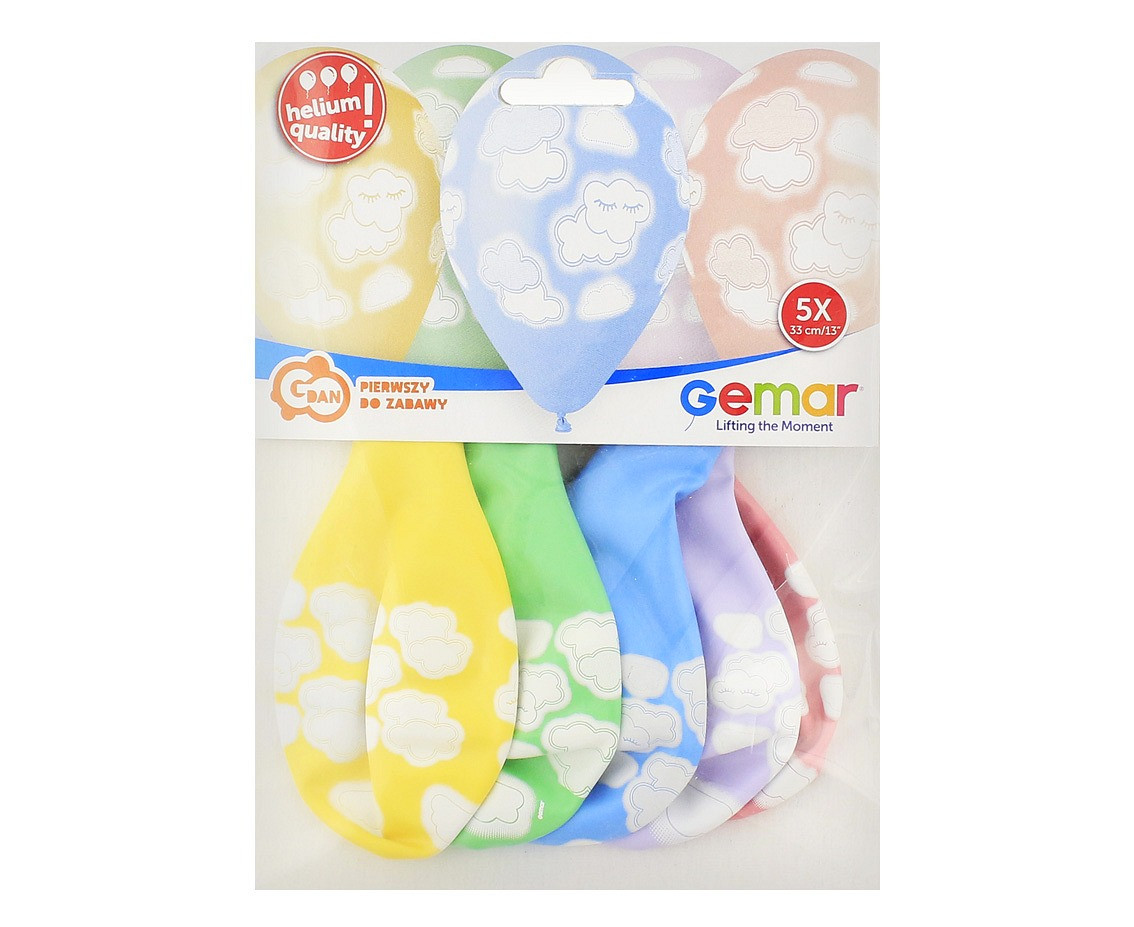 Balloons Gemar 13", pastel premium helium clouds, 5pcs EOL