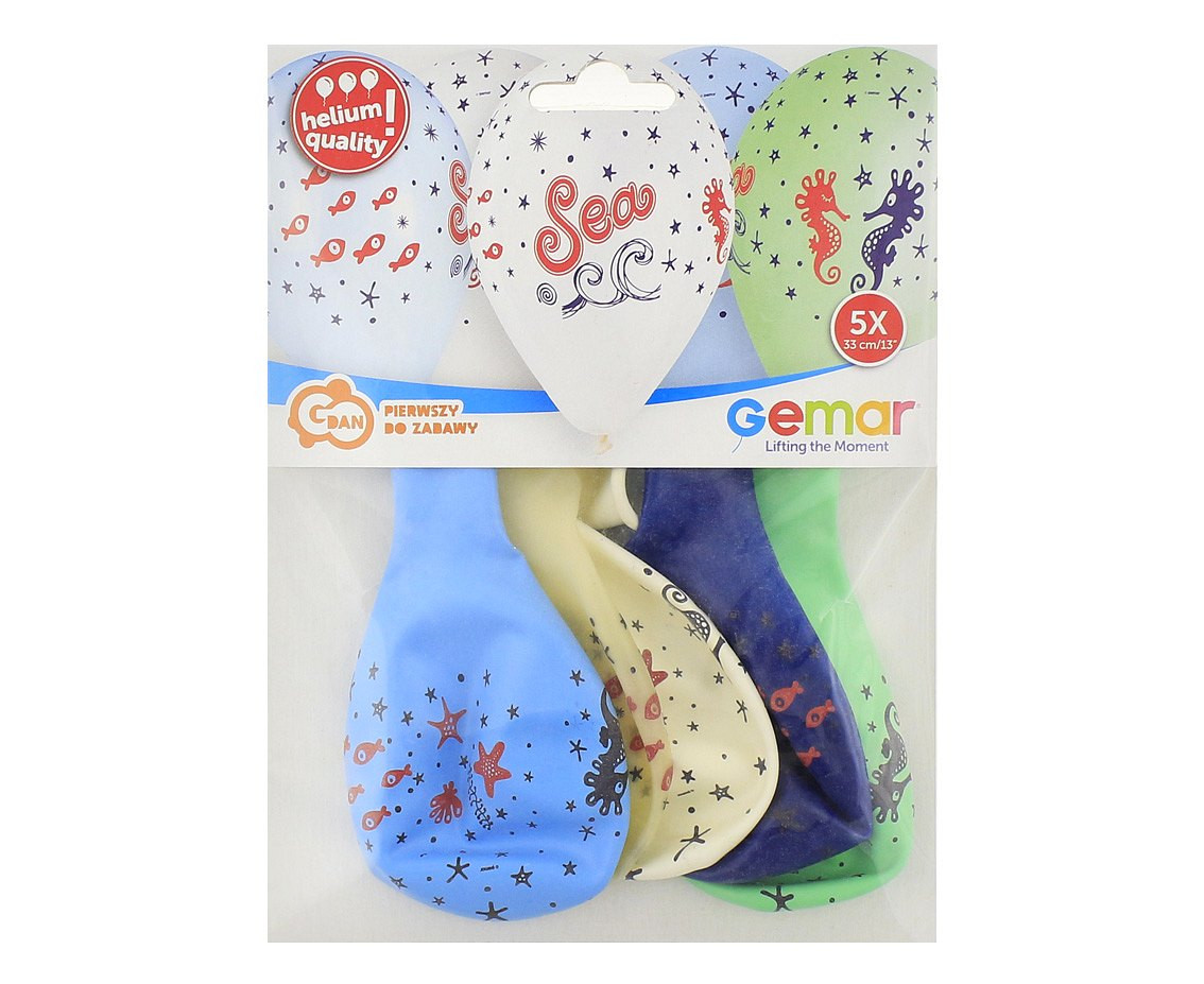 Balloons Gemar 13", pastel premium helium sea underwater world, 5pcs EOL