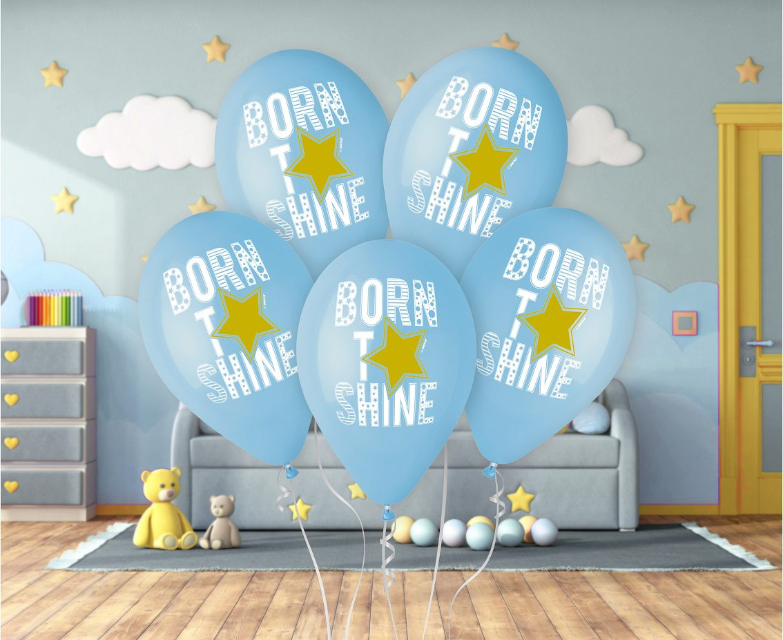 Balloons Gemar 13", pastel premium helium born to shine (blue), 5pcs EOL