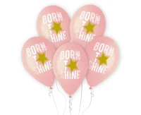Balloons Gemar 13", pastel premium helium born to shine (pink), 5pcs EOL