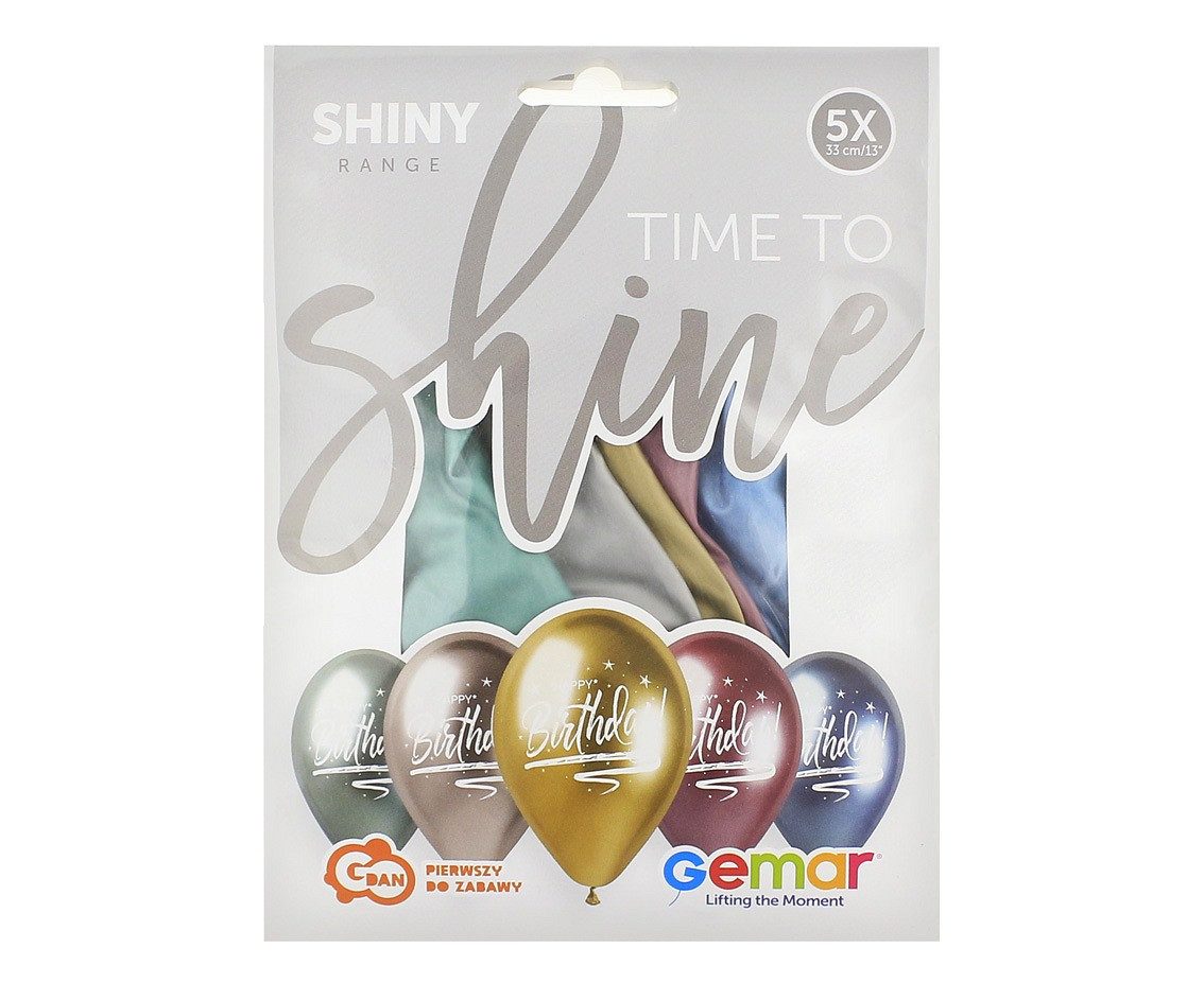 Balloons Gemar 13", shiny premium helium happy birthday, 5pcs
