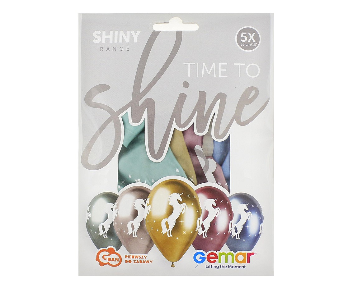 Balloons Gemar 13", shiny premium helium unicorn, 5pcs EOL