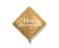 Ibrex helium balloon, Diamond 14", Happy Anniversary Star & Ribbons, packed