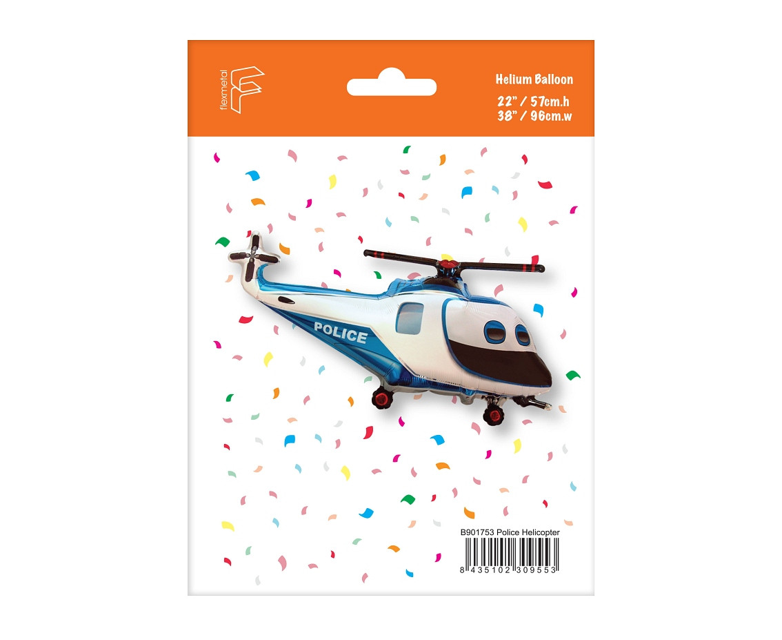 Foil balloon 24" FX Police Helicopter, packed EOL