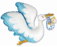 Foil balloon 24" FX Stork Baby Boy, packed