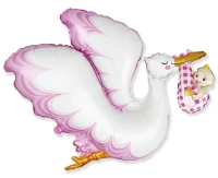 Foil balloon 24" FX Stork Baby Girl, packed