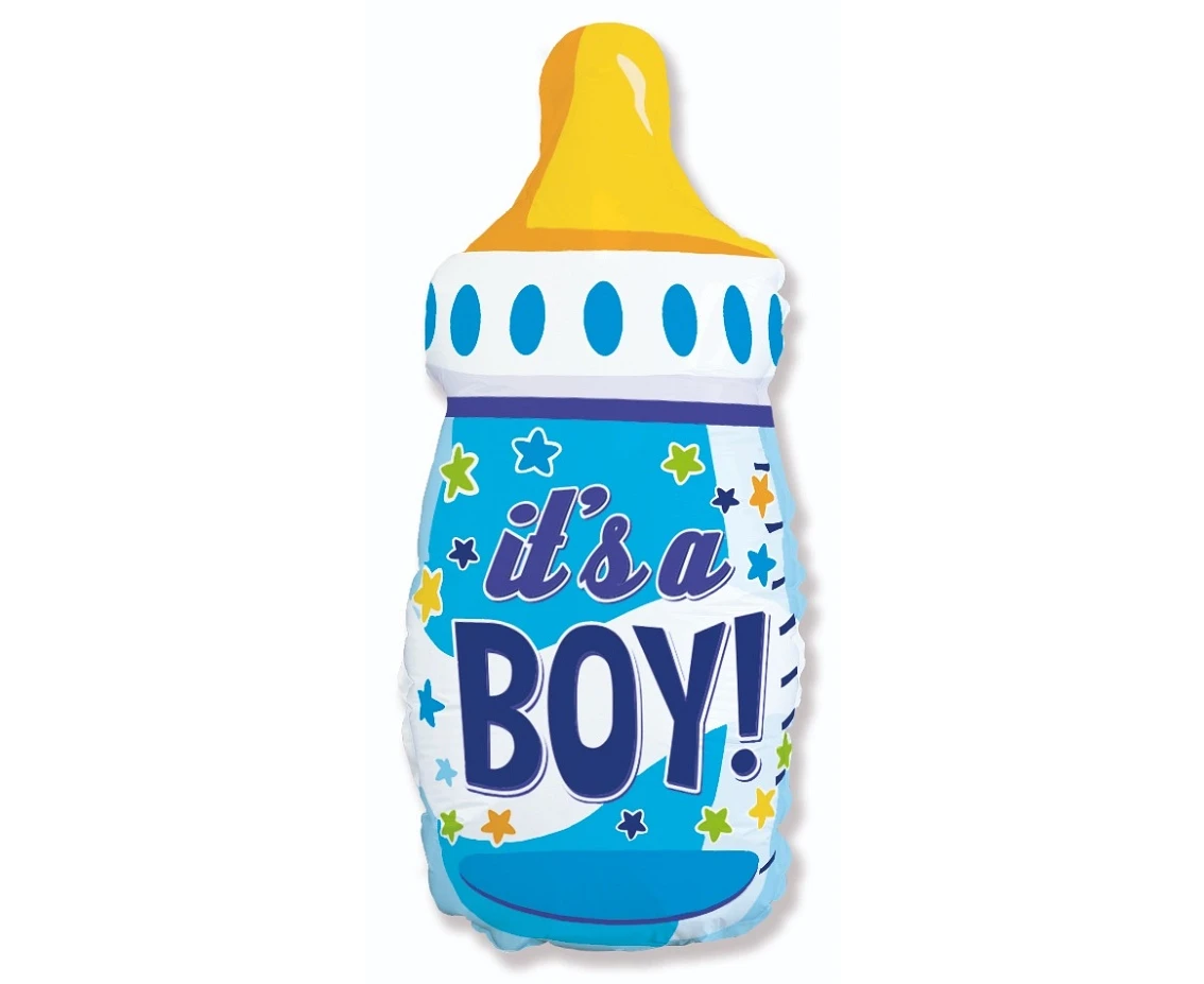 Foil balloon 24" FX - Bottle (blue), packed