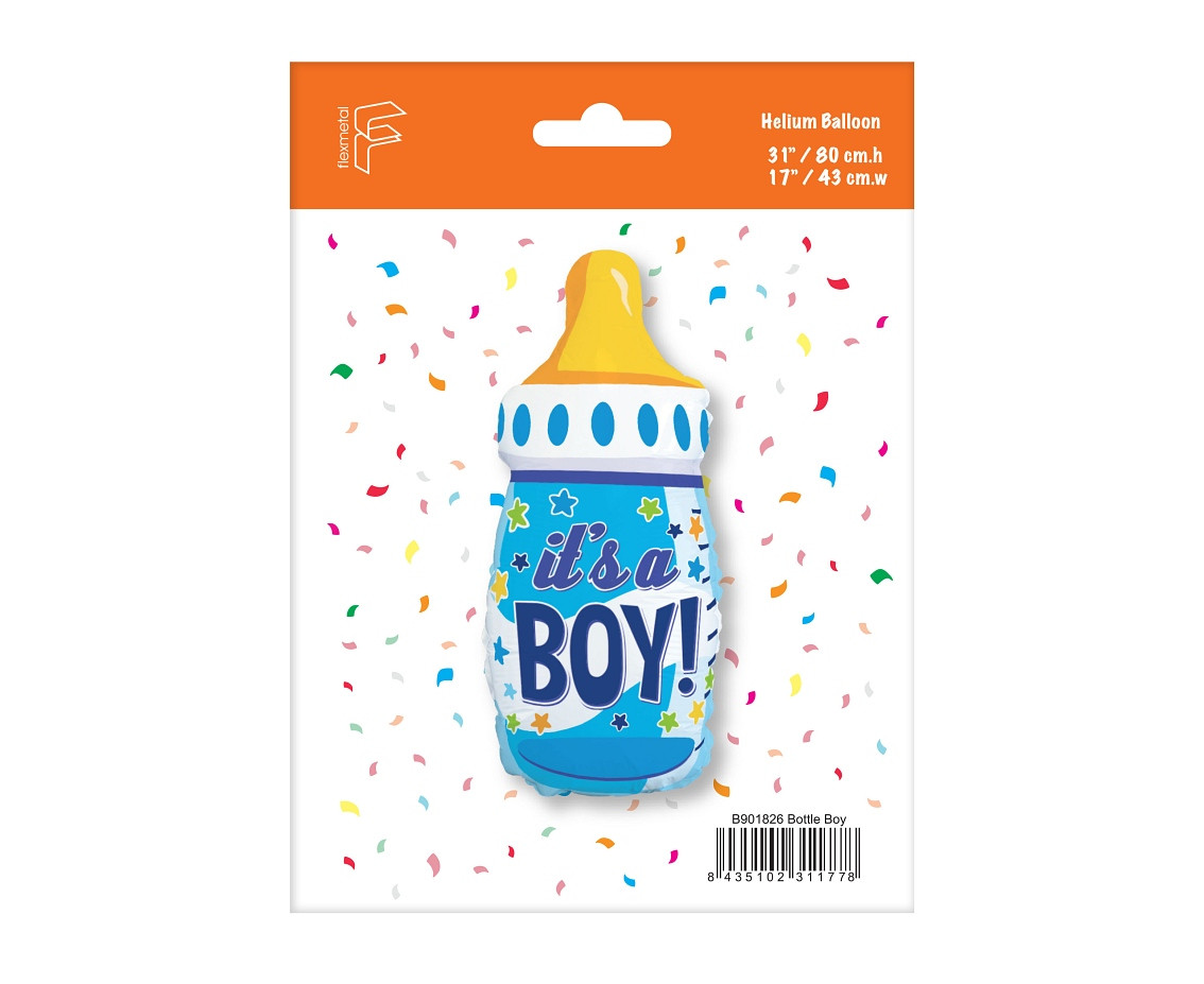 Foil balloon 24" FX - Bottle (blue), packed