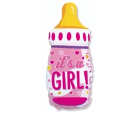 Foil balloon 24" FX - Bottle (pink), packed