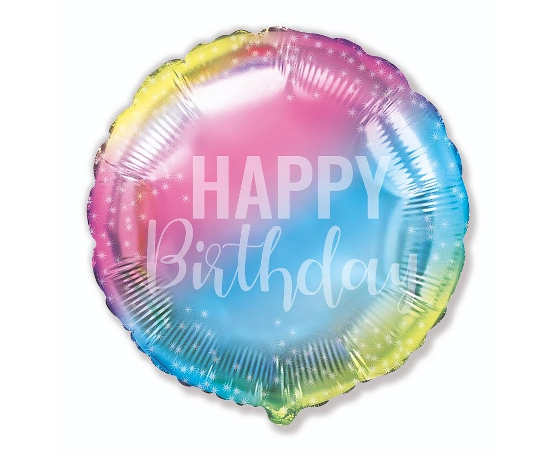 Foil balloon 18" FX - Birthday, gradient,  unpacked (flat)