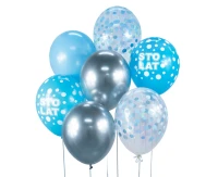 B&C Balloon Bouquet, Sto Lat, silver and blue 7 pcs.