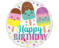 Foil balloon 18" CIR - Happy Ice Cream Birthday, packed EOL