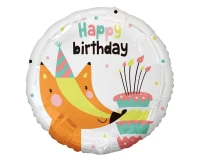 Foil balloon Fox with Birthday Cake (Happy Birthday), 18" EOL
