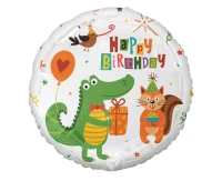 Foil balloon Little Crocodile with Present (Happy Birthday), 18" EOL