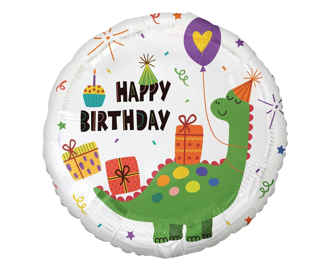 Foil balloon Dinosaur (Happy Birthday), 18" EOL
