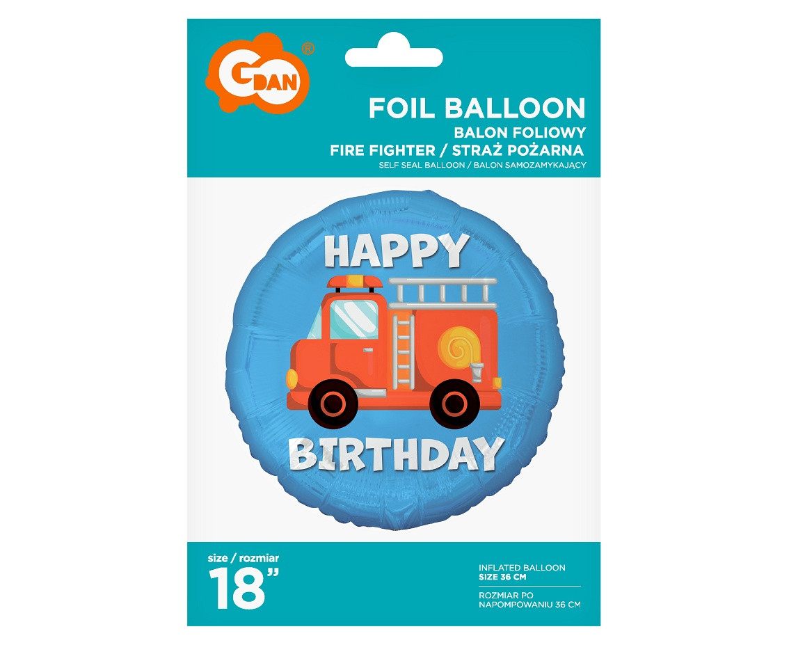 Foil balloon Fire Fighter (Happy Birthday), 18" EOL