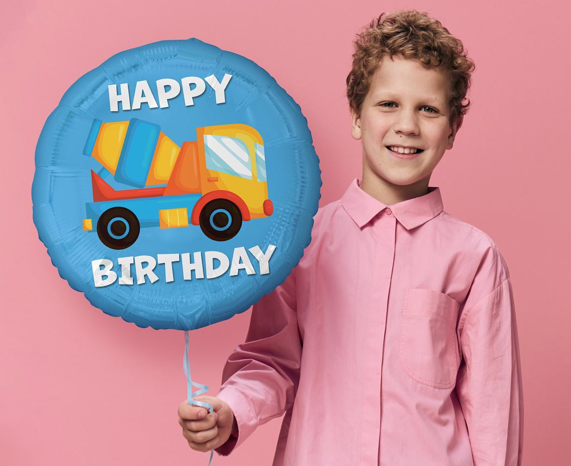 Foil balloon Concrete Mixer (Happy Birthday) 18"