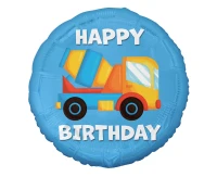 Foil balloon Concrete Mixer (Happy Birthday) 18"