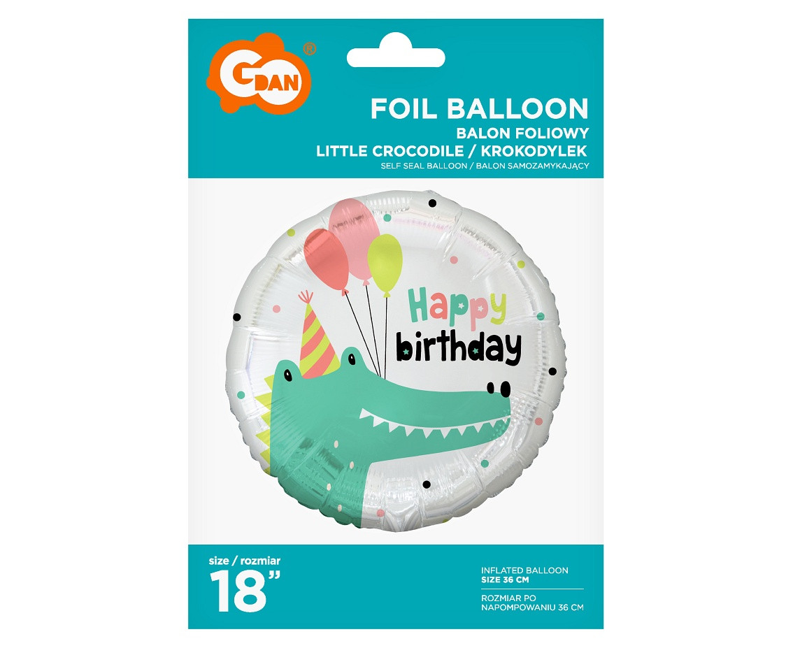 Foil balloon Little Crocodile (Happy Birthday), 18" EOL