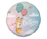 Foil balloon Fox (Happy Birthday), 18" EOL