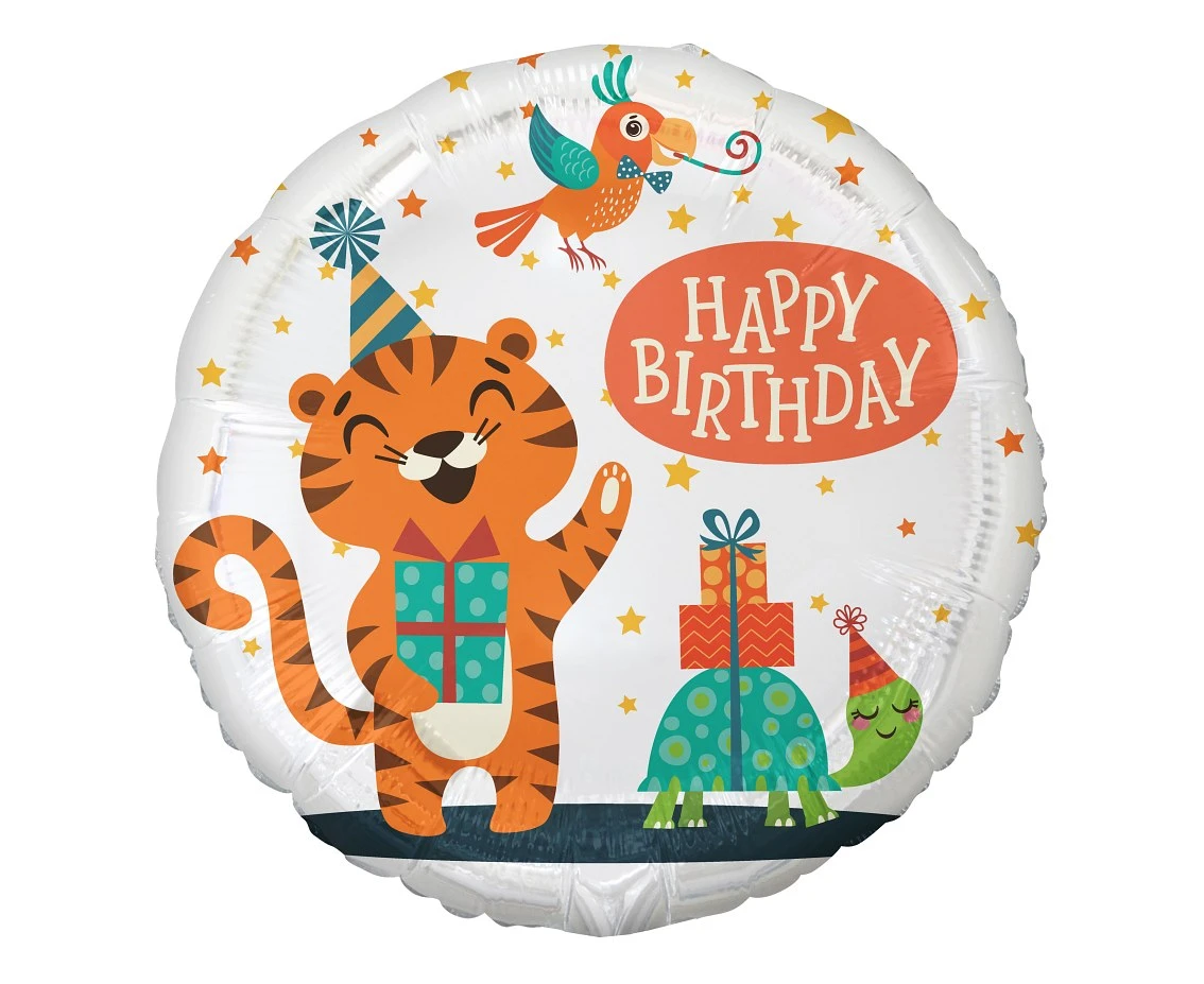 Foil balloon Tiger (Happy Birthday), 18" EOL