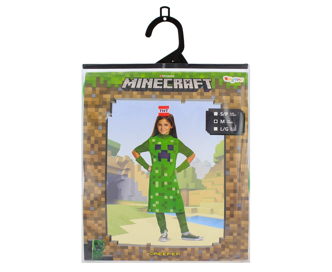 Creeper Classic Girl role-play costume - Minecraft (licensed), size M (7-8 yrs)