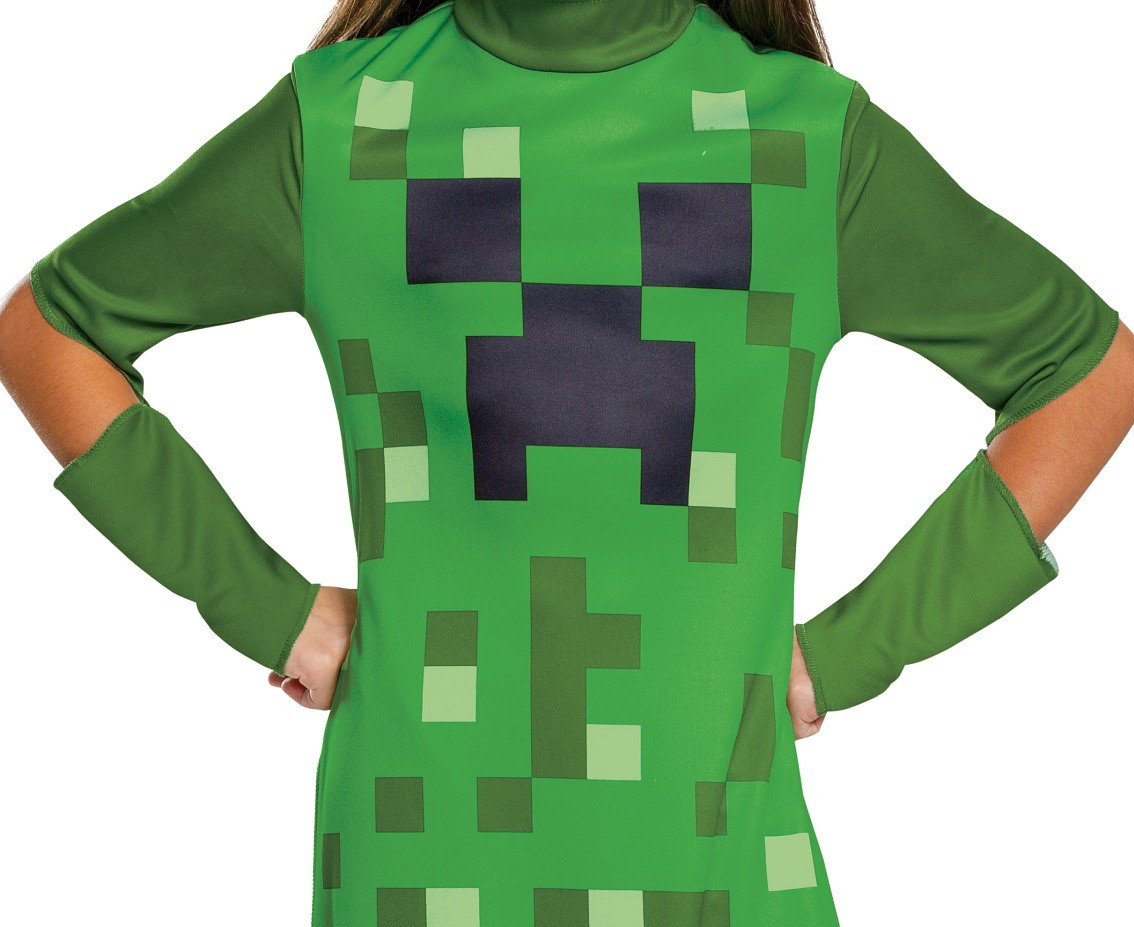 Creeper Classic Girl role-play costume - Minecraft (licensed), size M (7-8 yrs)