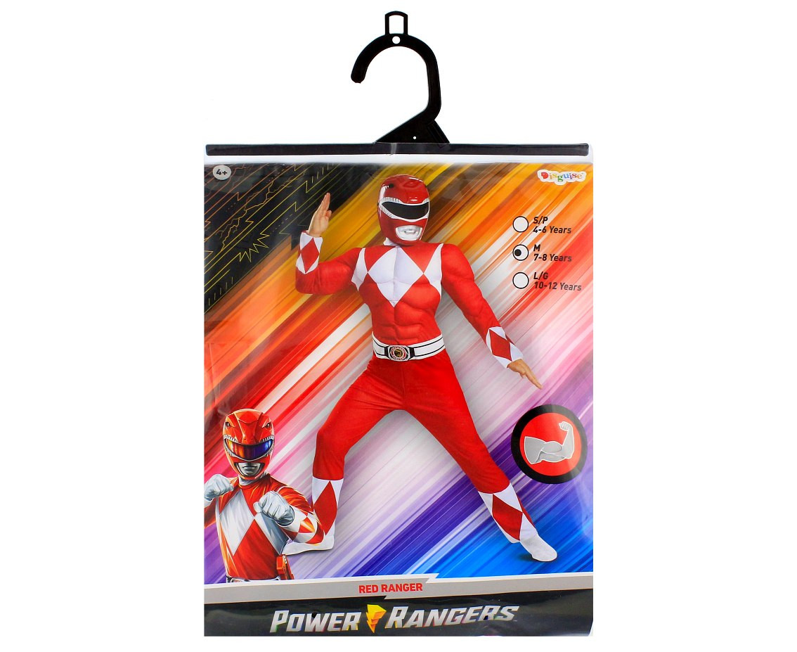 Red Ranger Classic Muscle role-play costume - Power Rangers (licensed), size M (7-8 yrs)