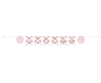 Paper banner Gingham 1st Birthday, pink, 183 cm EOL