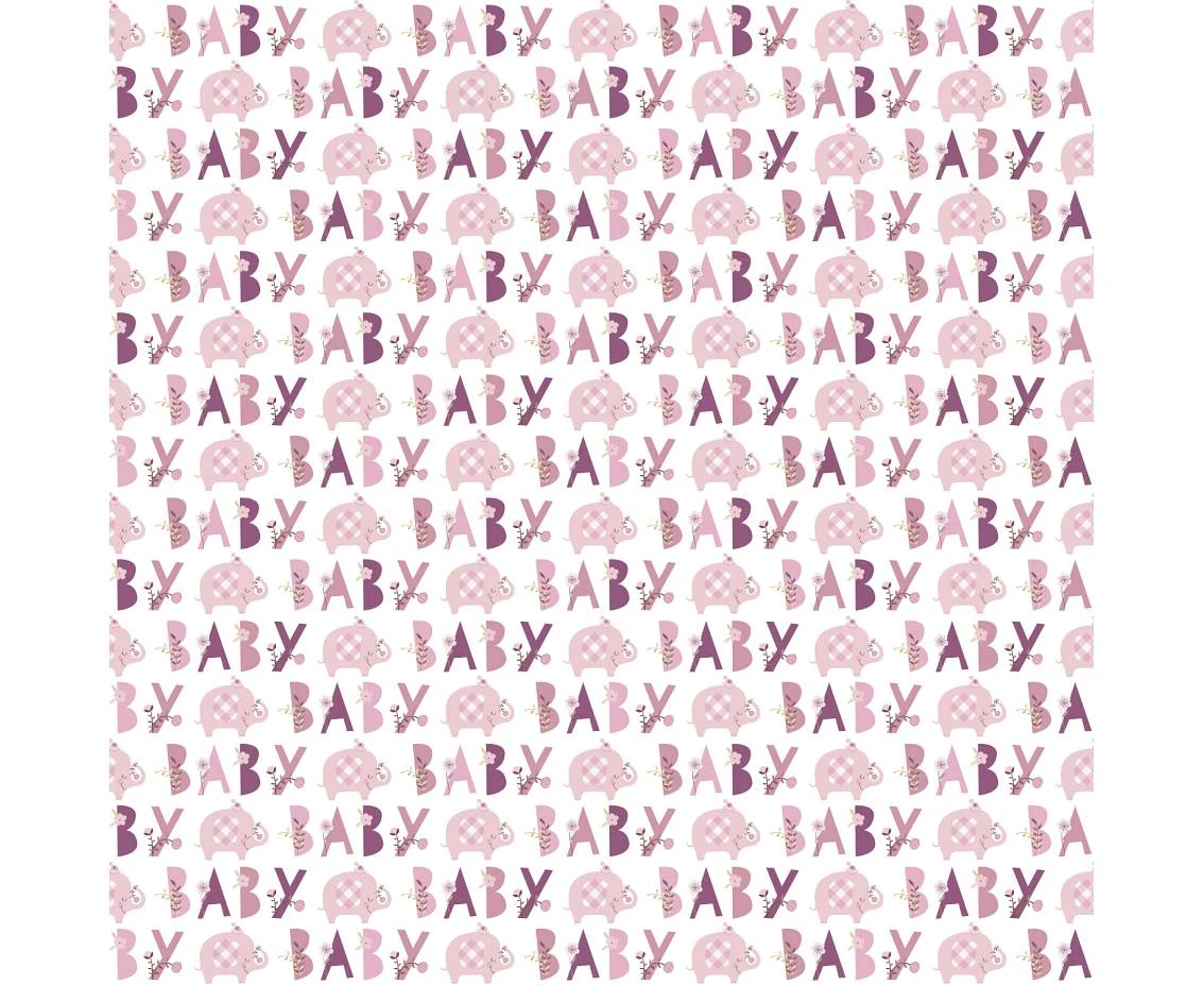 Gift wrapping paper Floral Elephant, pink, 76 x 152 cm EOL