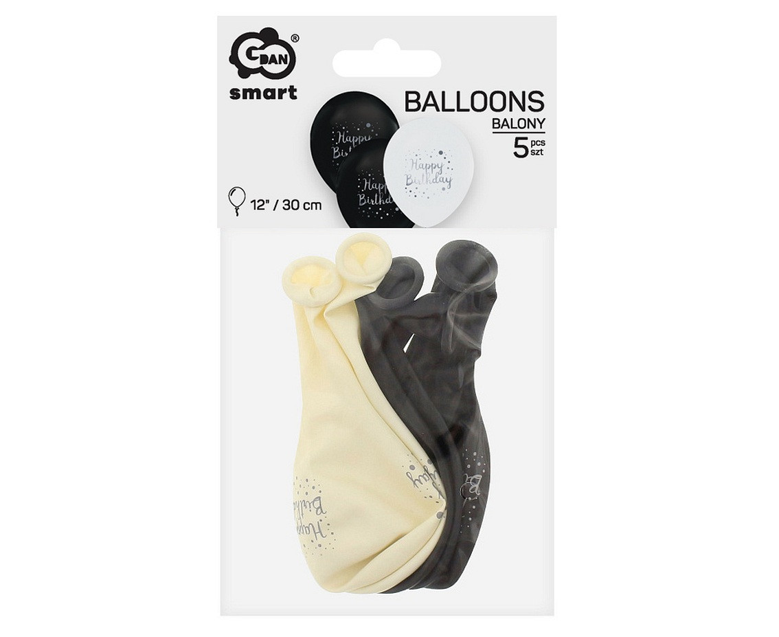 Happy Birthday balloon, 12"/ 5 pcs