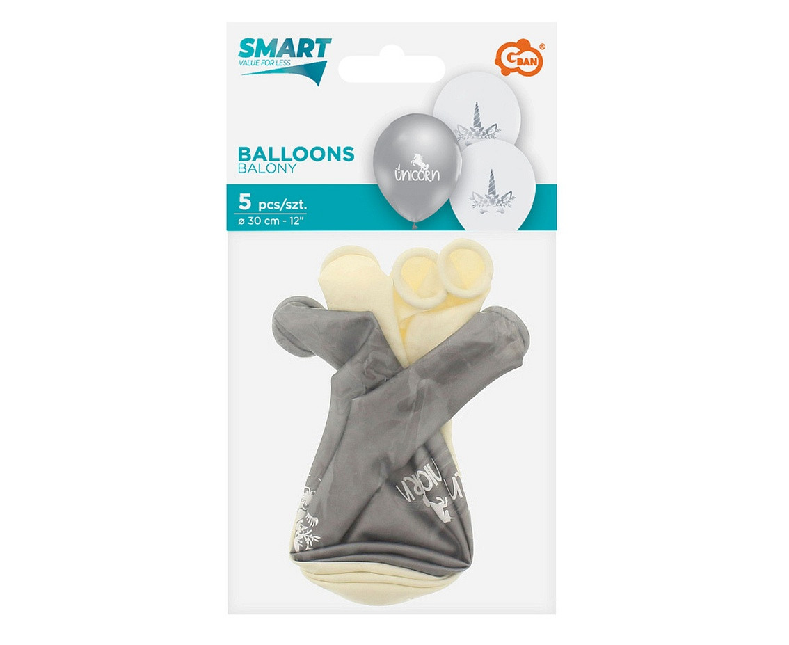 Unicorn balloon, 12"/ 5 pcs