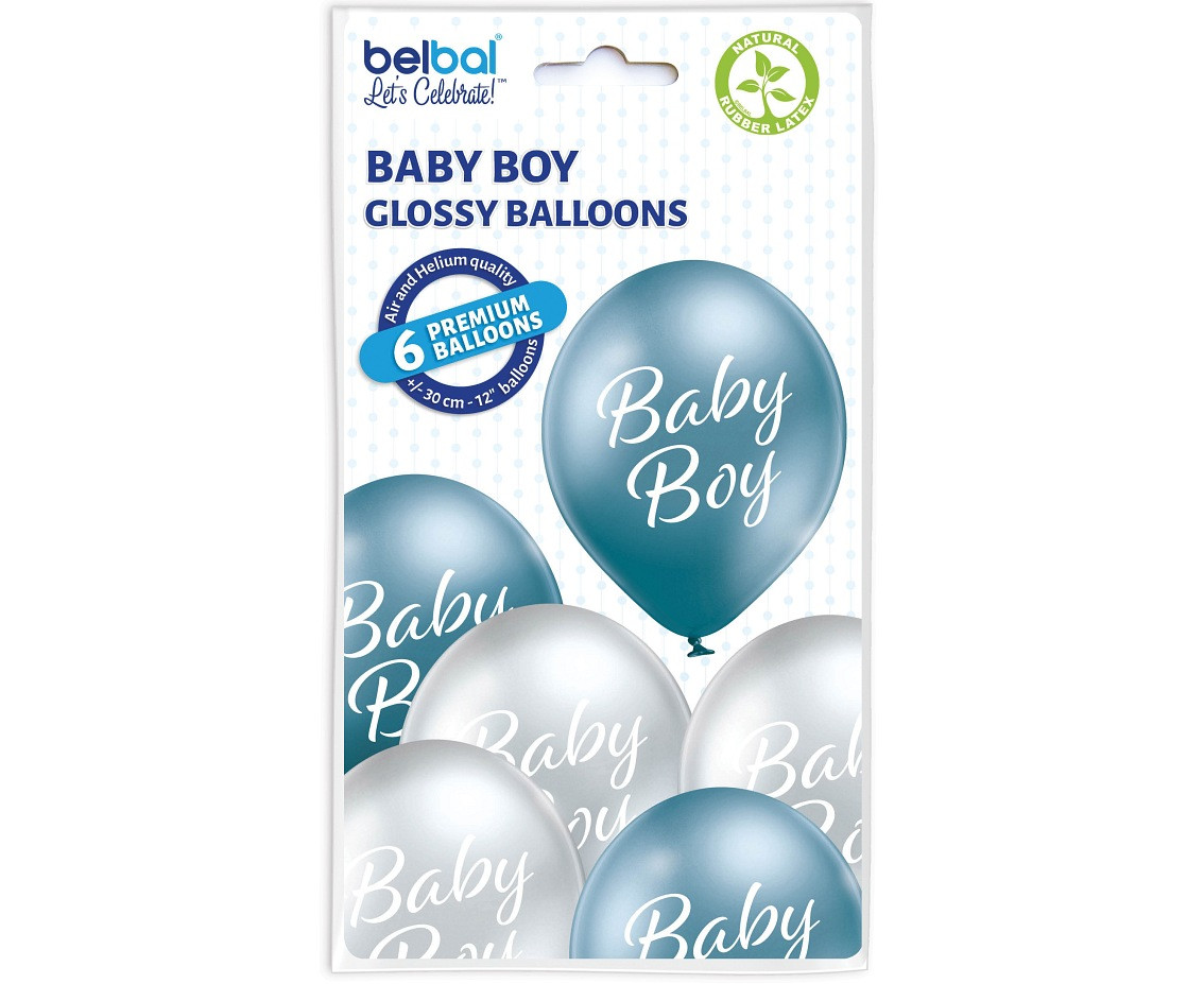 Balloons Belbal 12", D11, baby boy, 6pcs