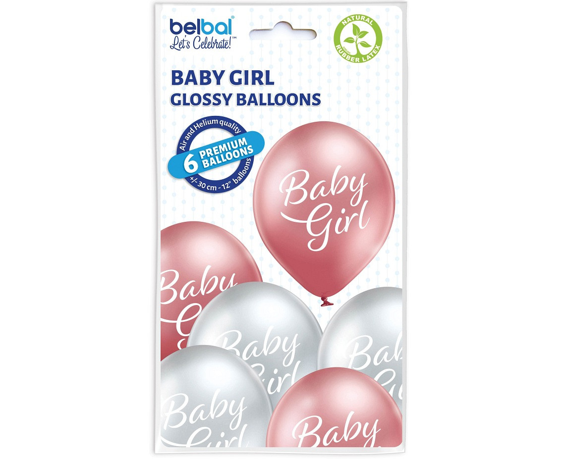 Balloons Belbal 12", D11, baby girl, 6pcs