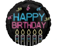 Standard Neon Birthday Foil Balloon S40 Packaged EOL