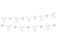 Paper garland Angels (10x12 cm), pink Hearts (5x4 cm), 150 cm