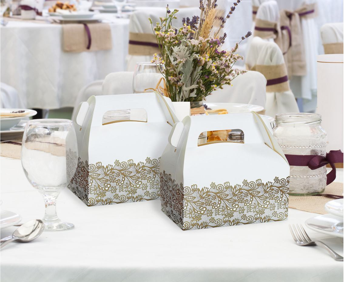 Cake paper boxes W&C, gold printing, 20x10x10 cm, 6 pcs EOL
