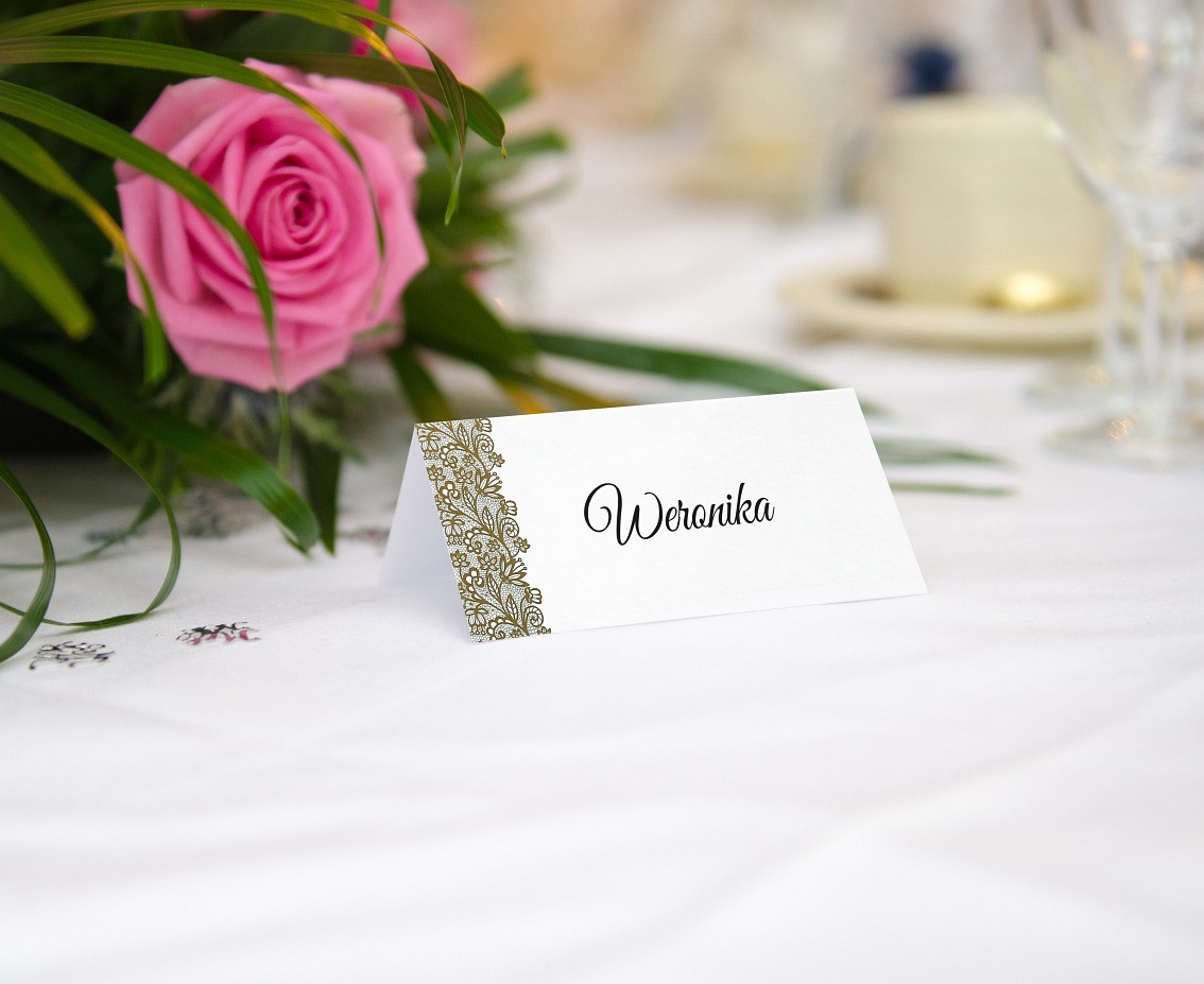 Paper name cards W&C, gold printing, 9x10cm, 6 pcs